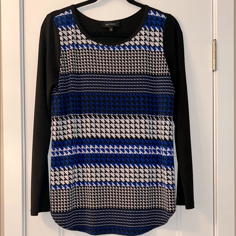 Karen Kane Houndstooth Women's Top M Black/White Houndstooth Classic USA Made